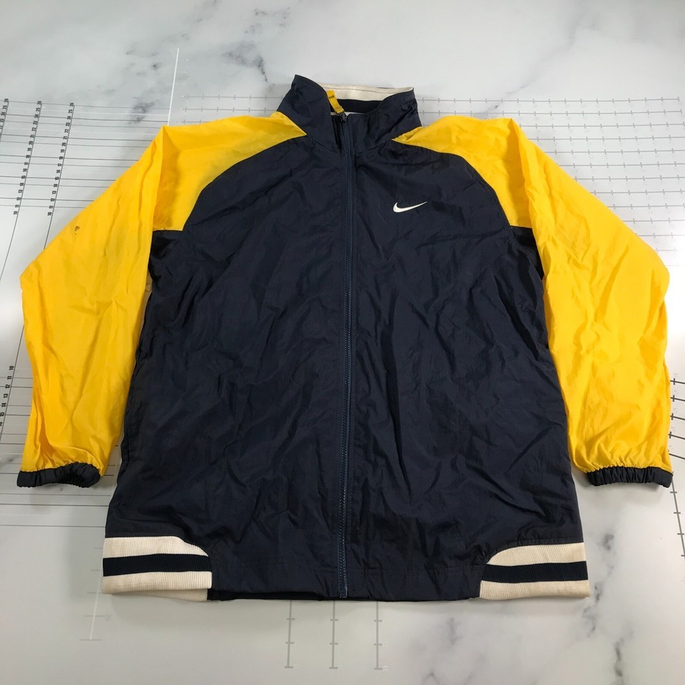 Vintage Nike Windbreaker Jacket Boys Extra Large 18-20 Navy Blue Yellow ... - $24.74