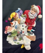 Heritage Hand Painted 5&quot; Santa Snowman Mantle Stocking Holder Christmas ... - £49.25 GBP