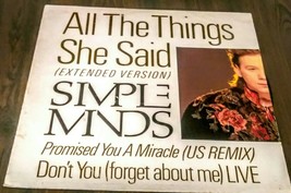 SIMPLE MINDS &quot;All The Things She Said&quot; Extended Version Vinyl 12&quot; 45 RPM Single - £6.18 GBP