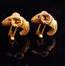 Khnum Cufflinks /  Vintage Ram set / diety God jewelry / gold Sheep / Gold mythi - £176.20 GBP