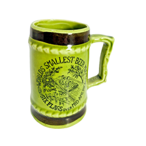 Ceramic Beer Mug Six Flags Over Mid America St Louis Flume Ride 3&quot; Green Vintage - £4.44 GBP