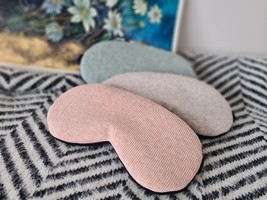 Soft Eye sleep mask - Check pattern - Organic cotton/ linen eye pillow -... - £12.81 GBP