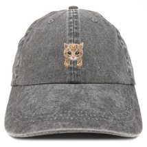 Trendy Apparel Shop Yellow Tabby Cat Kitten Patch Pigment Dyed Washed Baseball C - £16.02 GBP