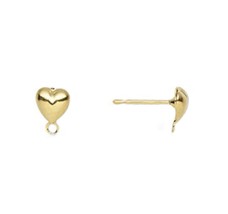 100 Gold Hollow Half Heart with Loop Earstuds Earrings Stud Post Bead Findings - £7.62 GBP