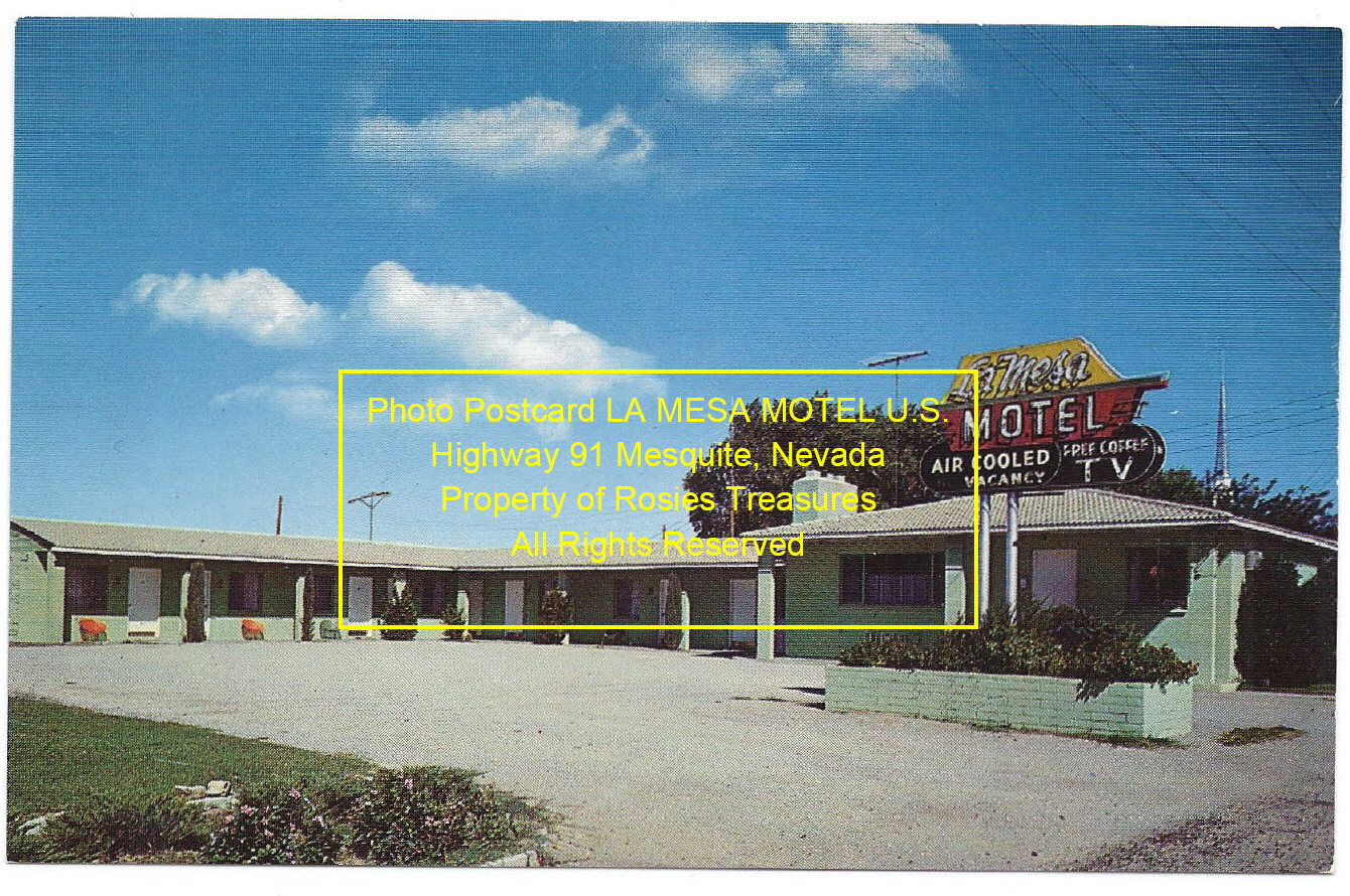 Primary image for 1970's Real Photo Pstcard LA MESA MOTEL U.S. Highway 91 Mesquite, Nevada