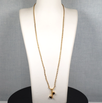 Vintage 1970&#39;s Crown Trifari Jewels Gold Birthstone January Garnet Necklace - $41.41