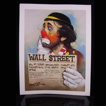 17x14 Wallstreet Poster / clown lithograph / banker  / stockmarket print / stock - £31.79 GBP