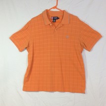 Chaps Golf Polo Shirt Adult Large Orange Check Short Sleeve Collared Retro Men - £10.04 GBP