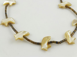 ZUNI Native American Fetish BEAR NECKLACE - Mother of Pearl - 28.5 inches - £58.99 GBP