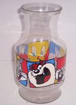 Looney Tunes Glass Juice Jar Container Tweety Bird Taz Bugs Bunny - $19.95