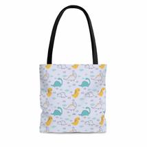 Dinosaurs In The Clouds Hand Drawn Lavender AOP Tote Bag - £21.06 GBP+