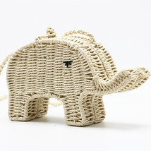 Elephant straw Handbag Chic Women&#39;s Shoulder Messenger Bag beach woven Mini Cute - £37.49 GBP