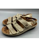 Helle Comfort Women&#39;s Gold Strappy Sandals Size 39 Comfort Adjustable Su... - $242.63 MXN