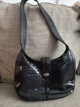 Brighton Black Leather Alligator Embossed Purse Shoulder Bag - £22.80 GBP