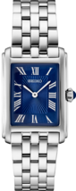 Seiko Essentials SWR085 Women&#39;s Rectangular Blue Dial Stainless Steel Wa... - $162.31