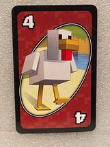 1 Minecraft Uno Replacement Red Chicken #4 SINGLE CARD ONLY *Pre-Owned* BT - $7.99