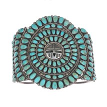 9.75&quot; Navajo Upper Arm Cuff bracelet Sterling turquoise Larry Moses Begay - $1,480.05