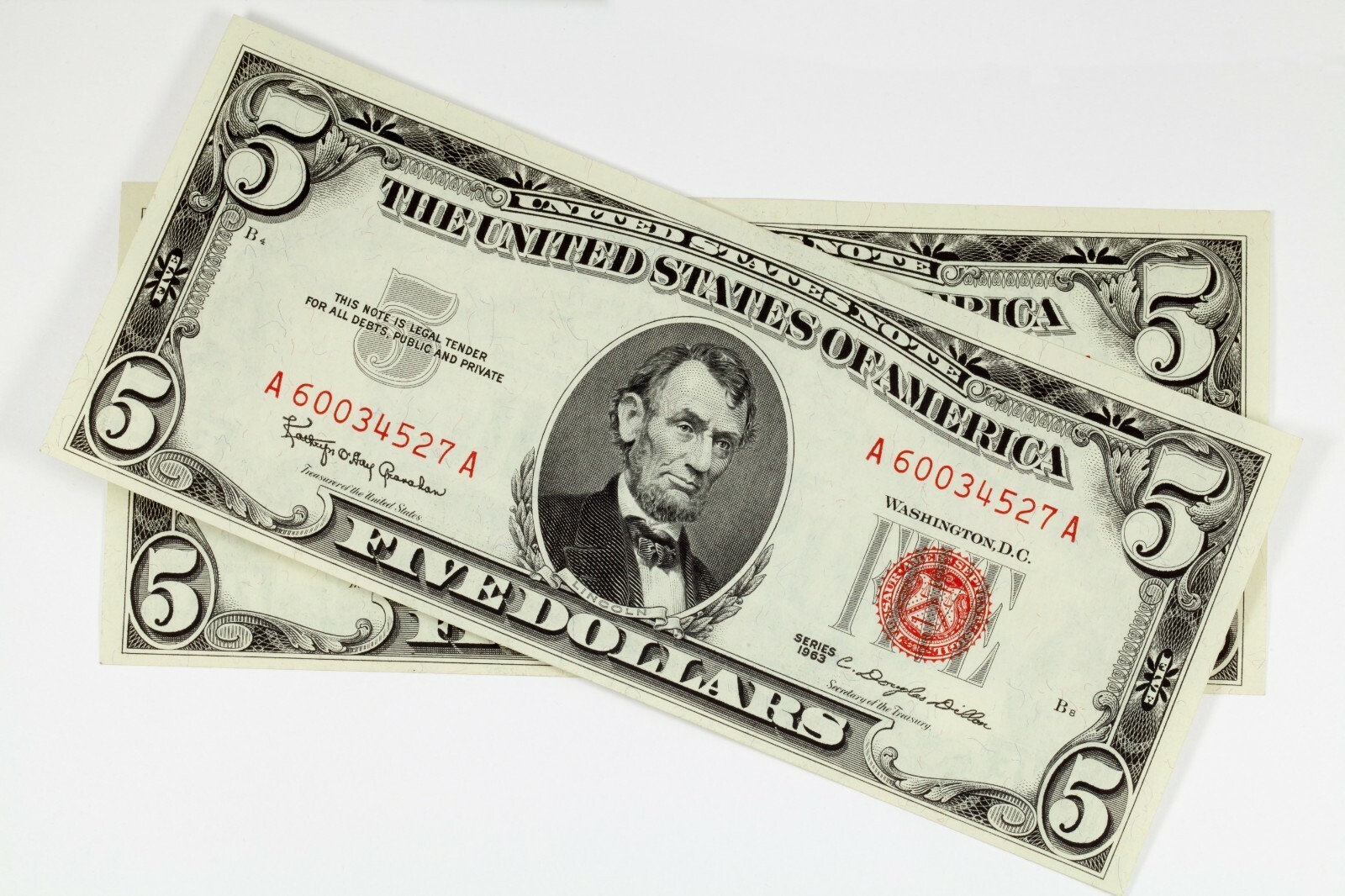 Plein De 2 Consécutives 1963 Rouge Joint États-unis Billets Choix À Gem Bu - $125.95