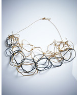 Multi Geometric Links Black and Gold Necklace - $513.34 CAD