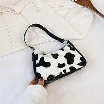 New Flower Cow Print Underarm Bag For Women 2021 Bright Pu Leather Handbags Eleg - £38.37 GBP