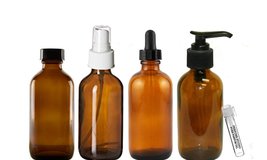 Perfume Studio® 4oz Essential Oil Amber Glass Bottles - Pack of 4 Boston Round G - £16.07 GBP