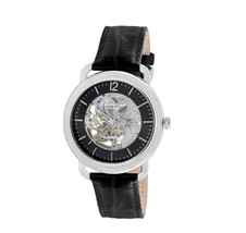 Kenneth Cole New York Men&#39;s Automatic Skeleton Dial Watch Black Leather ... - £84.91 GBP