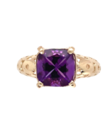14k Yellow Gold 1.90 Carat Cushion Cut Genuine Natural Amethyst Ring (#J... - $14,551.98 MXN