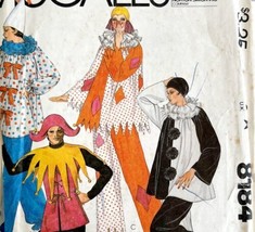 Clown Jester Costumes McCall&#39;s Vintage Sewing 8194 1982 Harlequin Halloween C50 - £32.16 GBP