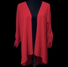 NY Collection Open Cardigan Tie Sleeves Red Stretch Womens Size XL - $14.99
