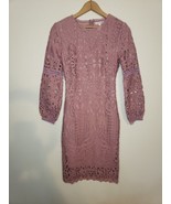 Womens SMALL Jessakae Crochet Lace Mesh Short Sleeve Dress Pink Cottagec... - $28.01