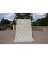 Handcrafted Beni Ouarain Rug - 6x10 Feet - Classic Moroccan White Wool w... - £784.26 GBP