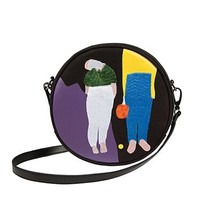 2022YIZISToRE new original circular canvas women messenger bags with embroidery  - £43.12 GBP