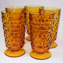 Vintage Colony Indiana Glass Whitehall Amber Iced Tea Glasses Flared Set Of Five - £23.70 GBP