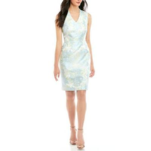 New Kasper Jacquard Blue Floral Career Sheath Dress Size 8 10 12 14 Size 16 - £53.07 GBP+