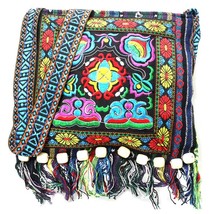 Fashionable Chinese Hmong Thai Embroidery Linen Zipper Hill Tribe Totes Messenge - £21.51 GBP
