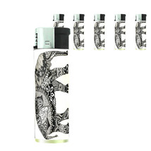 Elephant Art D39 Lighters Set of 5 Electronic Refillable Butane  - £12.65 GBP