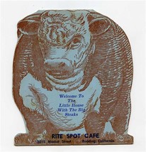 Rite Spot Cafe Die Cut Menu Redding California Little House with Big Steaks  - £45.89 GBP