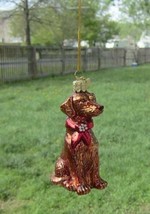 Quality Glass LAB RETRIEVER CHOCO III Blown Glass Dog Christmas Ornament - £11.76 GBP