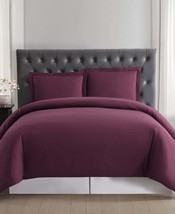 Truly Soft Solid 3 Pieces Duvet Cover Set Size Full/Queen Color Burgundy - £39.09 GBP