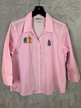 Vintage Las Olas pink checked patchwork laurel burch cat patch 3/4 sleev... - £19.65 GBP