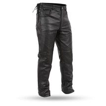 Men&#39;s deep pocket Baron Bike Apparel Motorcycle Leather Chaps by FirstMfg - £167.82 GBP