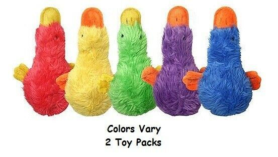 Dog Toys Soft Plush Squeaking Ducks Assorted Colors 4" Duckworth 2 Piece Pairs