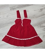 Vtg Red Velvet Toddler Dress Christmas 4T Girls Lace Trim Sleeveless Mad... - $22.06