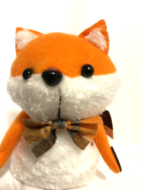 Stuffed Plush Animal Fox Harvest Table Decor Fall Thanksgiving 6&quot; tall Orange - £6.32 GBP