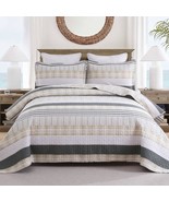 Homzard Quilts Queen Size - Cotton Queen Size Comforter Sets,Beige Grey,... - $122.99