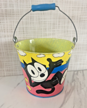 Vintage Felix The Cat 1990s Tin Pail Bucket Beach 6" Blue Yellow Schylli... - $19.79
