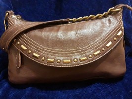 Kate Landry Brown Leather Hobo Style Shoulder Bag Purse - £15.45 GBP