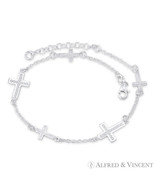 Latin Cross &amp; 1.7mm Cable Chain Italy 925 Sterling Silver Christian Char... - $839.91 MXN
