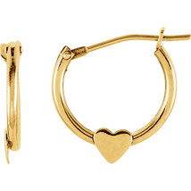 Children&#39;s 14K Yellow Gold Heart Hoop Earrings - $175.99