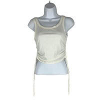 Princess Polly Women&#39;s Ruched White Ribbed Crop Tank Top Size 4 - £8.88 GBP